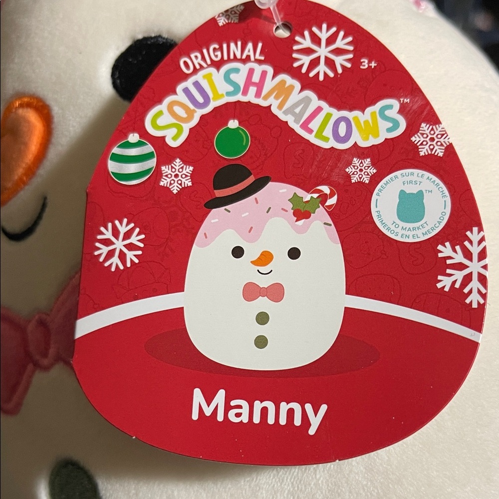 Squishmallow Manny Festive Snowman Plush with Hat NWT - Picture 4 of 5